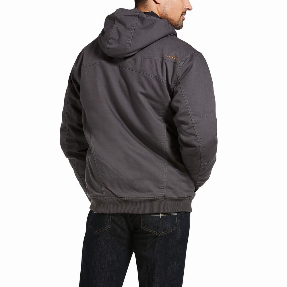 Grey Ariat Rebar Washed DuraCanvas Insulated Men's Jackets | LORE26194