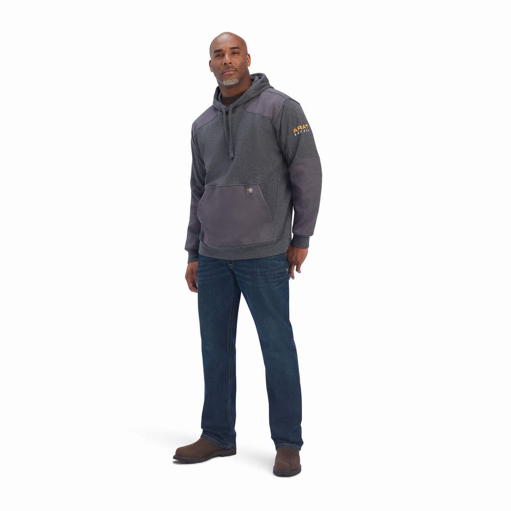 Grey Ariat Rebar Workman DuraCanvas Men's Hoodies | TPJM14985