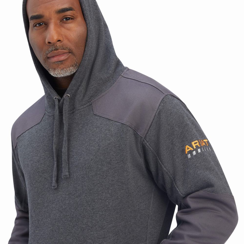 Grey Ariat Rebar Workman DuraCanvas Men's Hoodies | TPJM14985