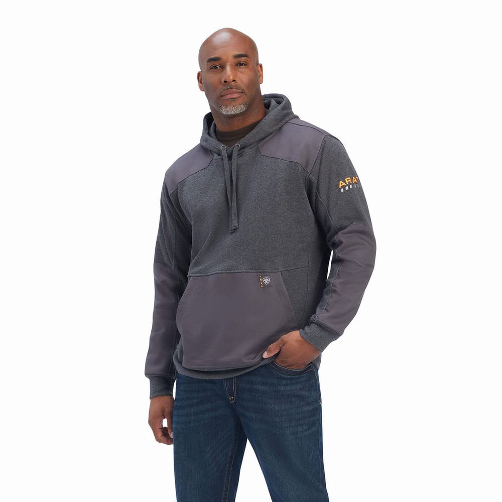 Grey Ariat Rebar Workman DuraCanvas Men\'s Hoodies | TPJM14985