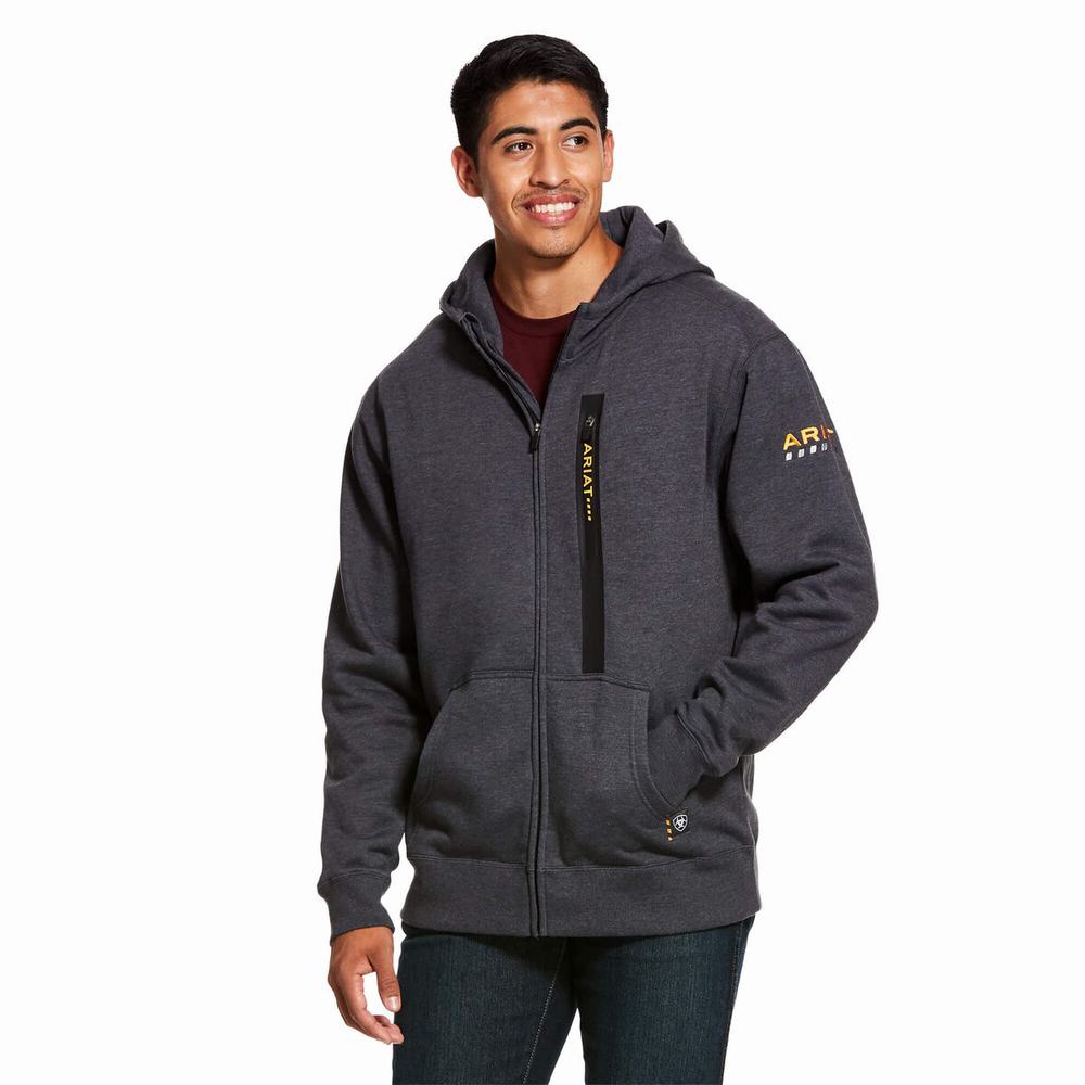 Grey Ariat Rebar Workman Full Zip Men\'s Hoodies | CWPT21309