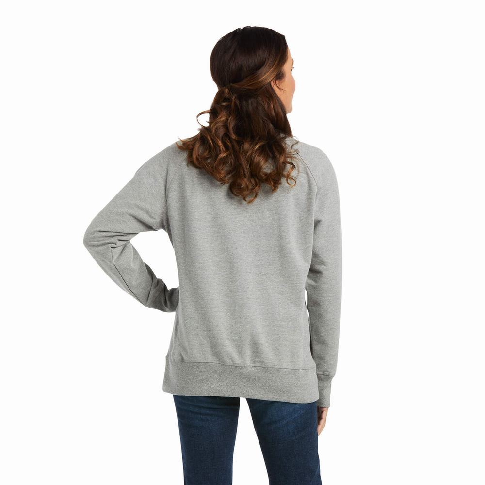 Grey Ariat Rebar Workman Washed Fleece Women's Hoodies | JPDM34187