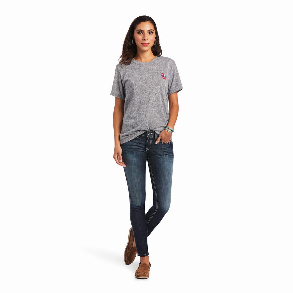 Grey Ariat Singing the Blues Women's Tops | NDSB49012