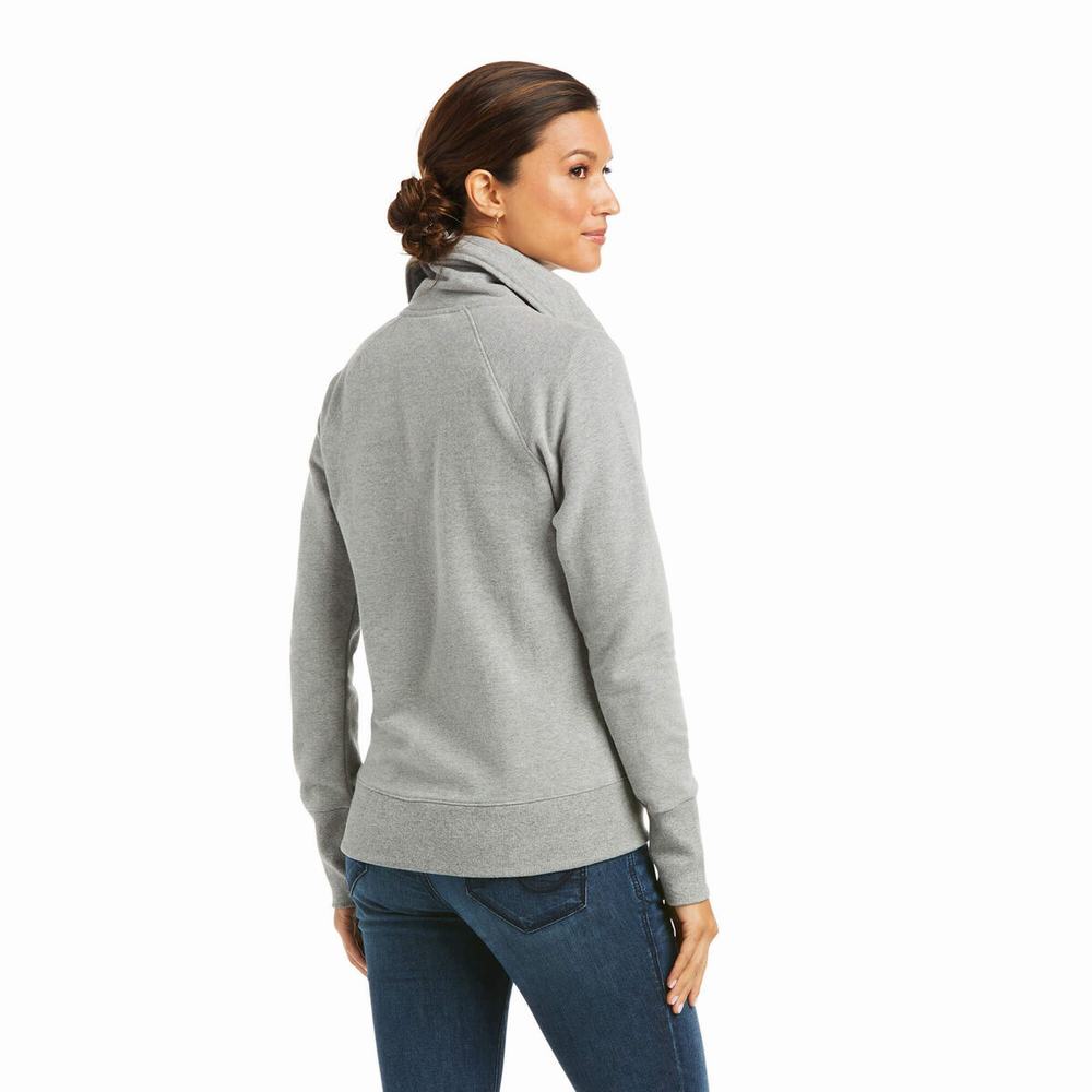 Grey Ariat Team Logo Full Zip Women's Hoodies | FDGK65281