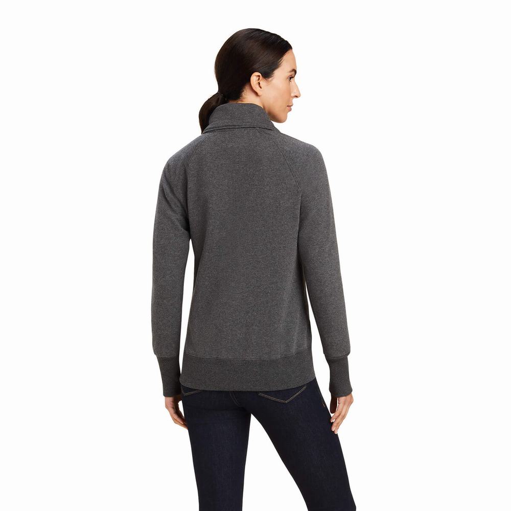 Grey Ariat Team Logo Full Zip Women's Hoodies | XUWR25693