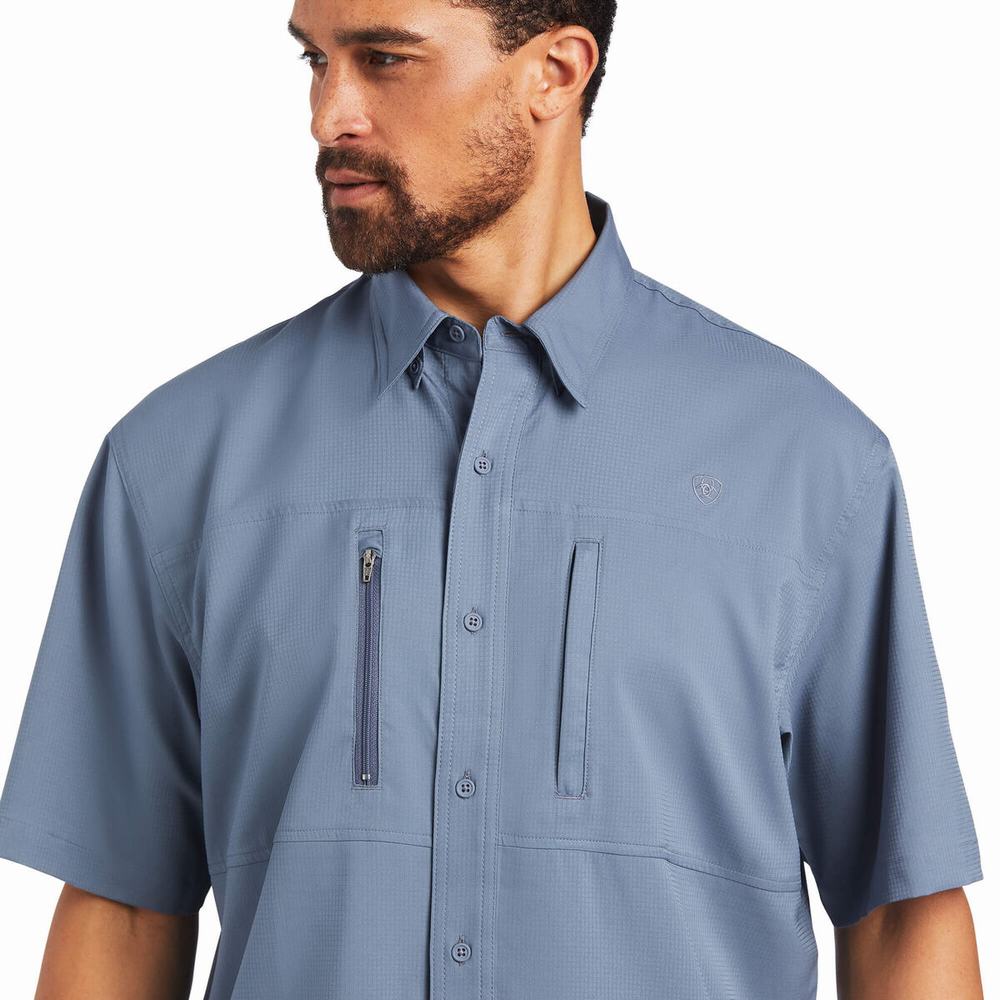 Grey Ariat VentTEK Classic Fit Men's Shirts | CWJF10634