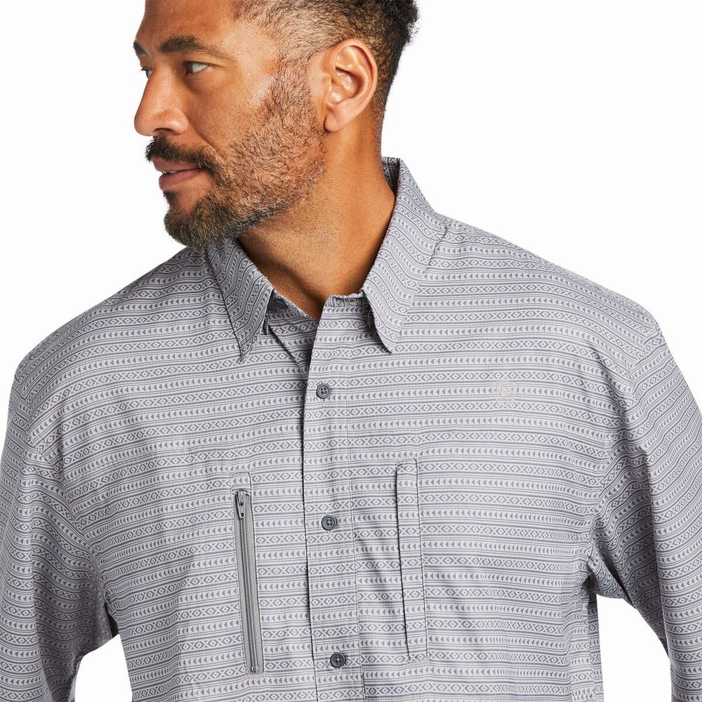 Grey Ariat VentTEK Classic Fit Men's Shirts | YUAM68139