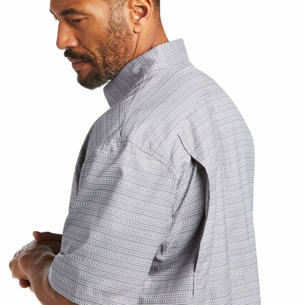 Grey Ariat VentTEK Classic Fit Men's Shirts | YUAM68139