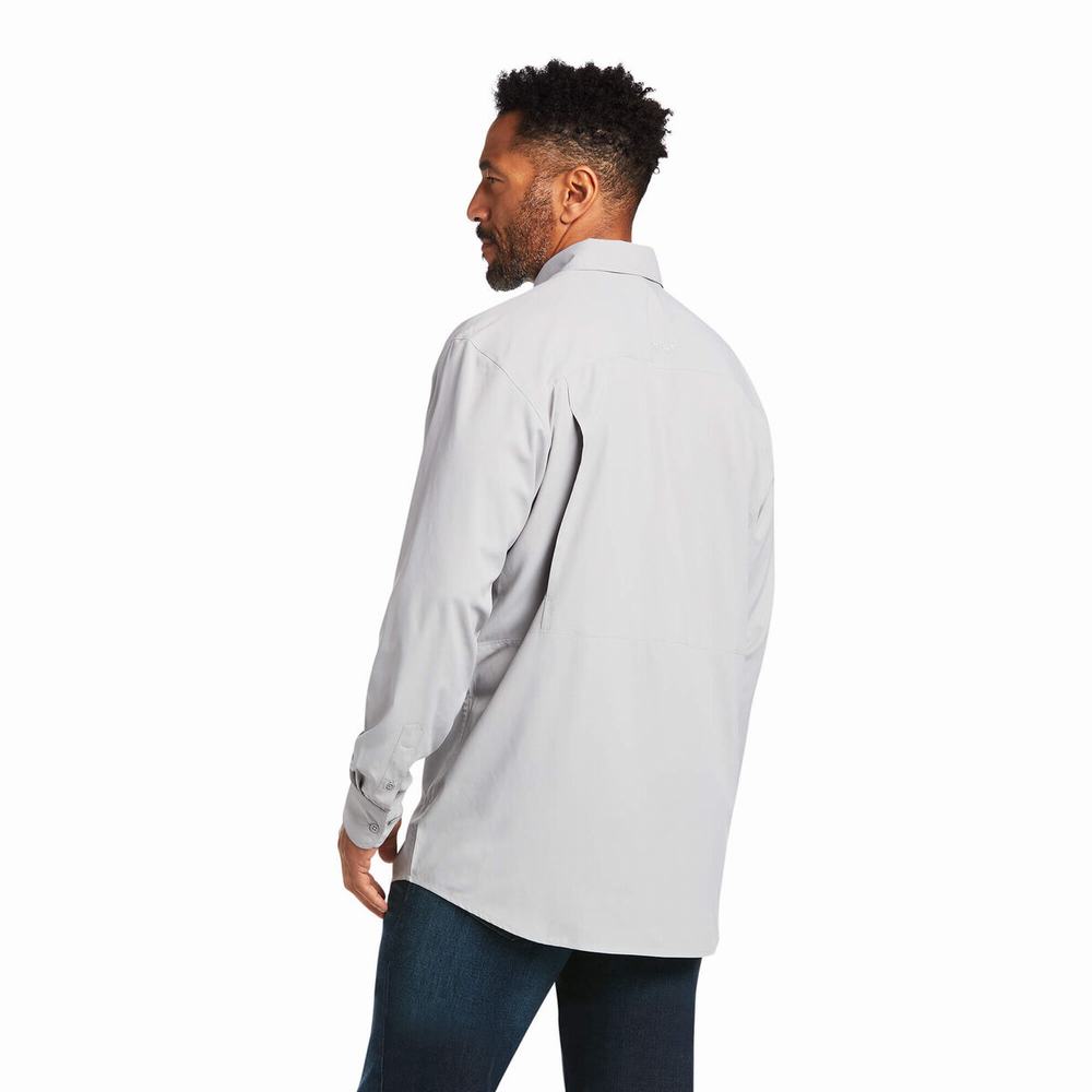 Grey Ariat VentTEK Outbound Classic Fit Men's Shirts | PGZM49683