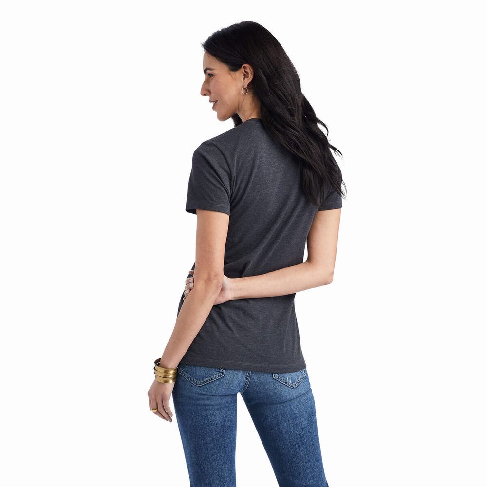 Grey Ariat Wheat Script Women's Tops | FZIQ76842