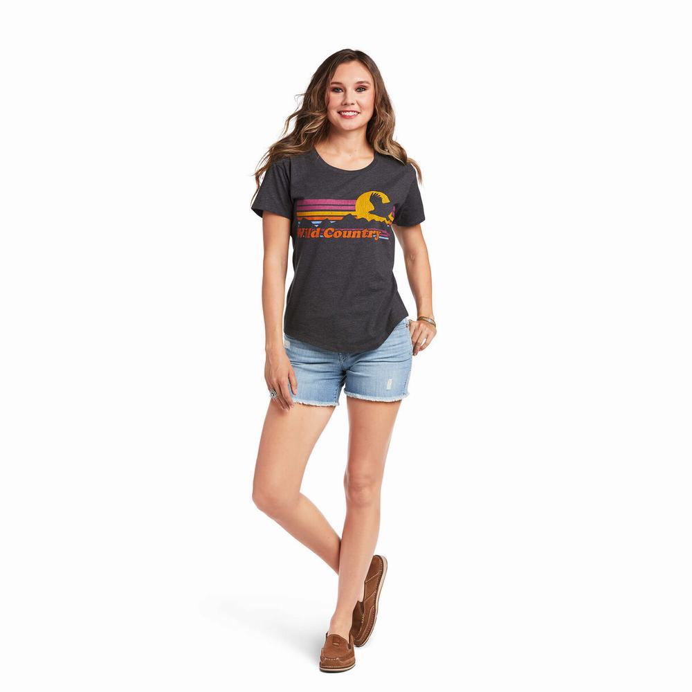 Grey Ariat Wild Country Women's Tops | WLOF82965