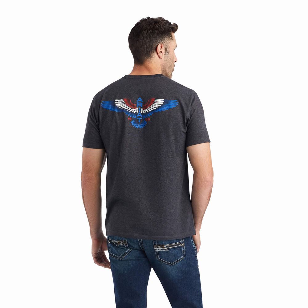 Grey Ariat Wingspan Men's Polo Shirts | LTHW62950