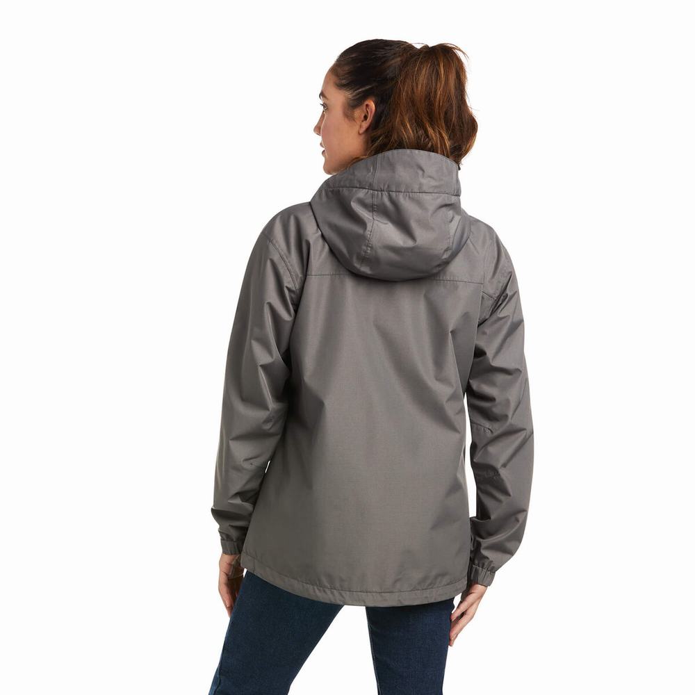 Grey Black Ariat Rebar Stormshell Logo Waterproof Women's Jackets | UYHR01759