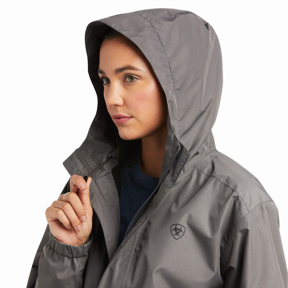 Grey Black Ariat Rebar Stormshell Logo Waterproof Women's Jackets | UYHR01759