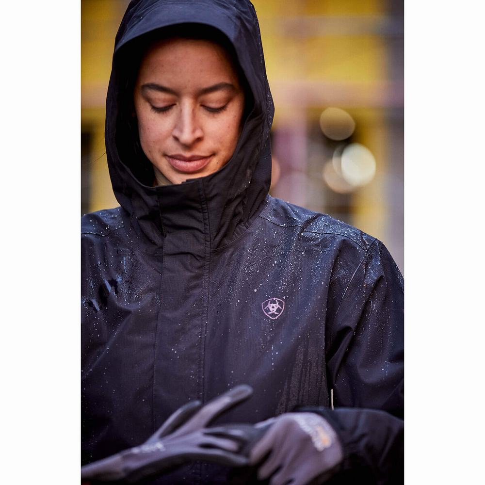 Grey Black Ariat Rebar Stormshell Logo Waterproof Women's Jackets | UYHR01759