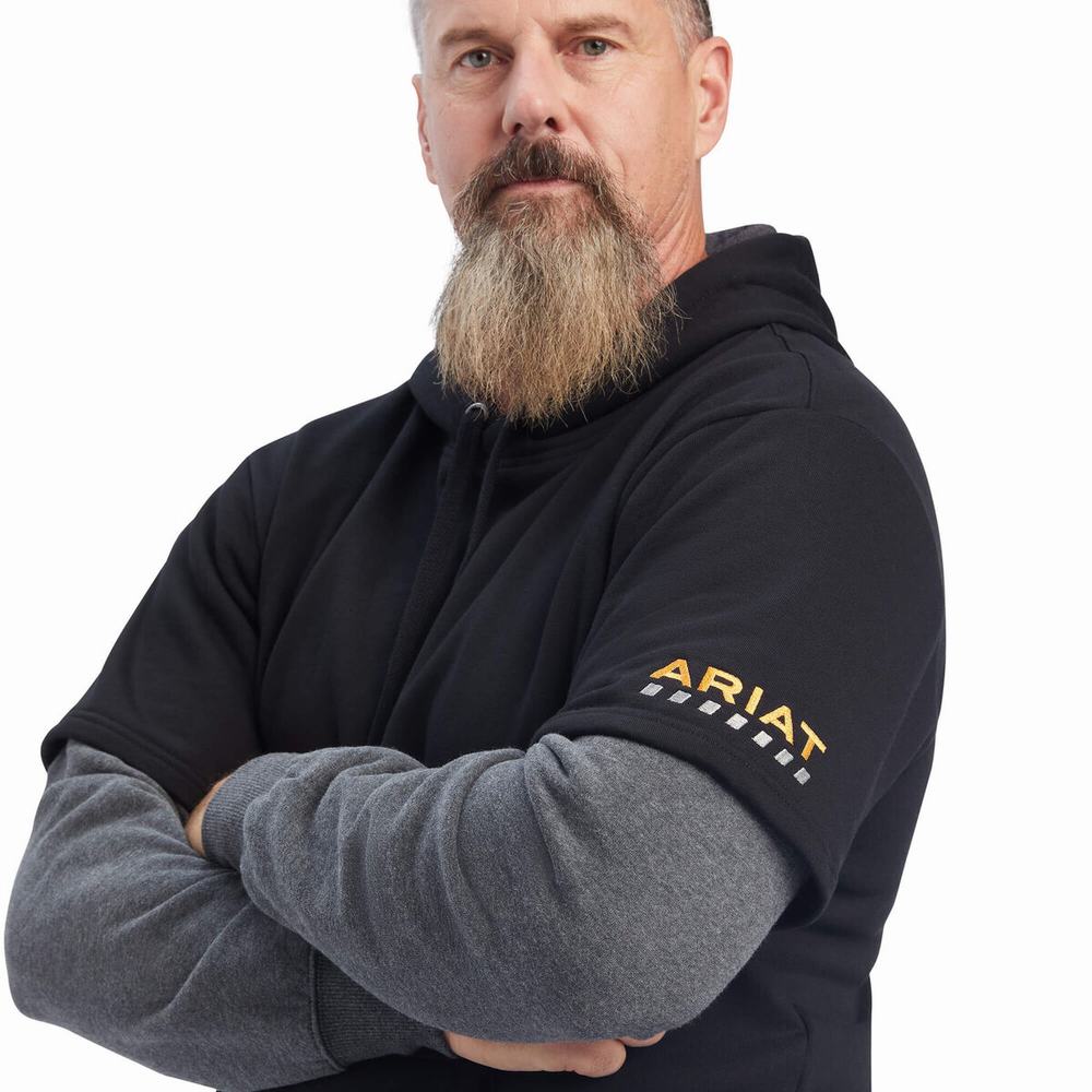 Grey Black Ariat Rebar Workman Dually Men's Hoodies | XJIH91273