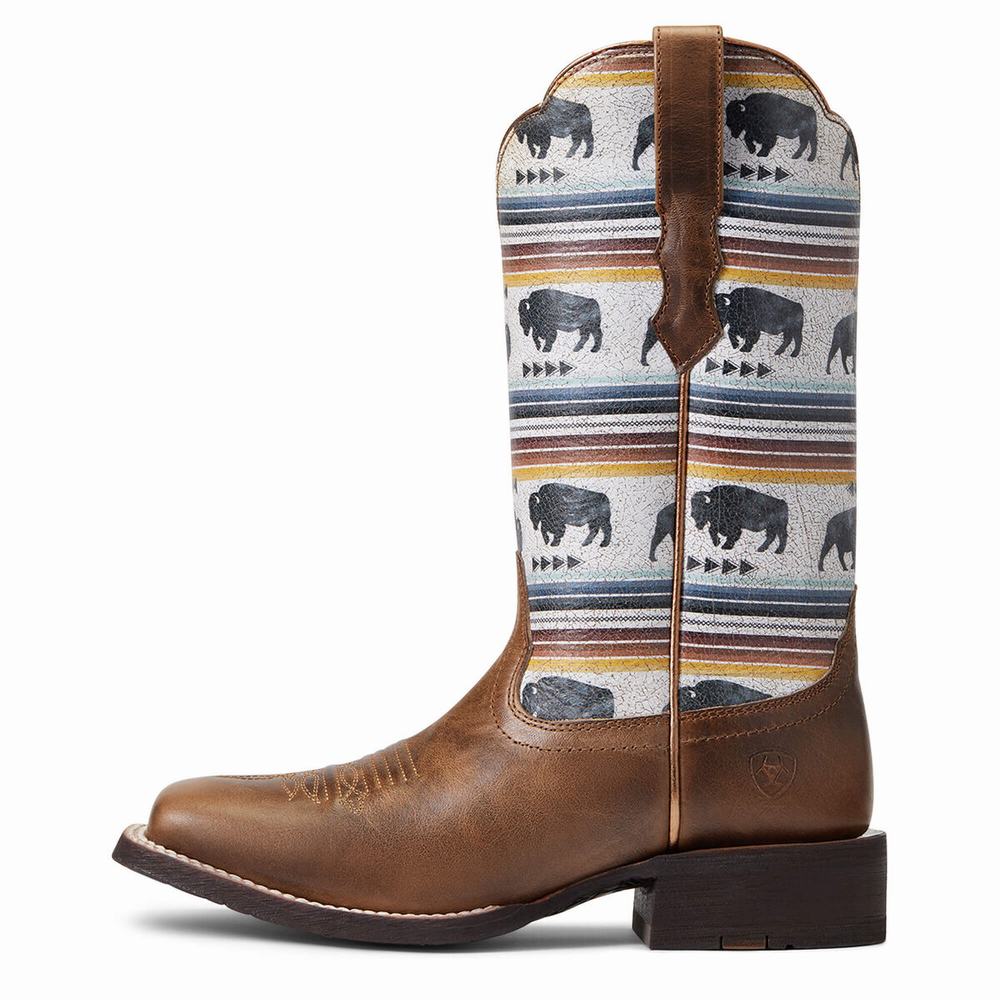 Grey Brown Ariat Circuit Savanna Women's Western Boots | BQFP87460