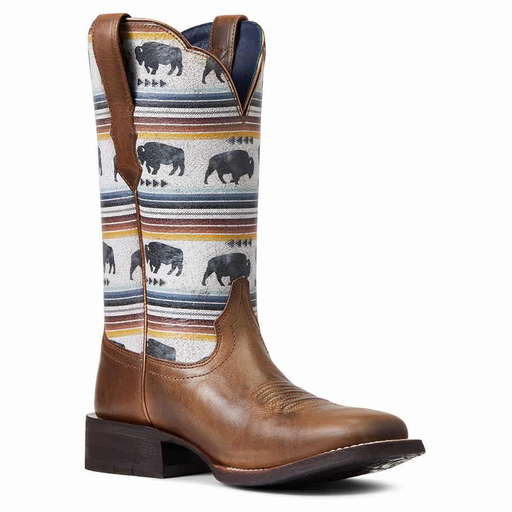 Grey Brown Ariat Circuit Savanna Women's Western Boots | BQFP87460