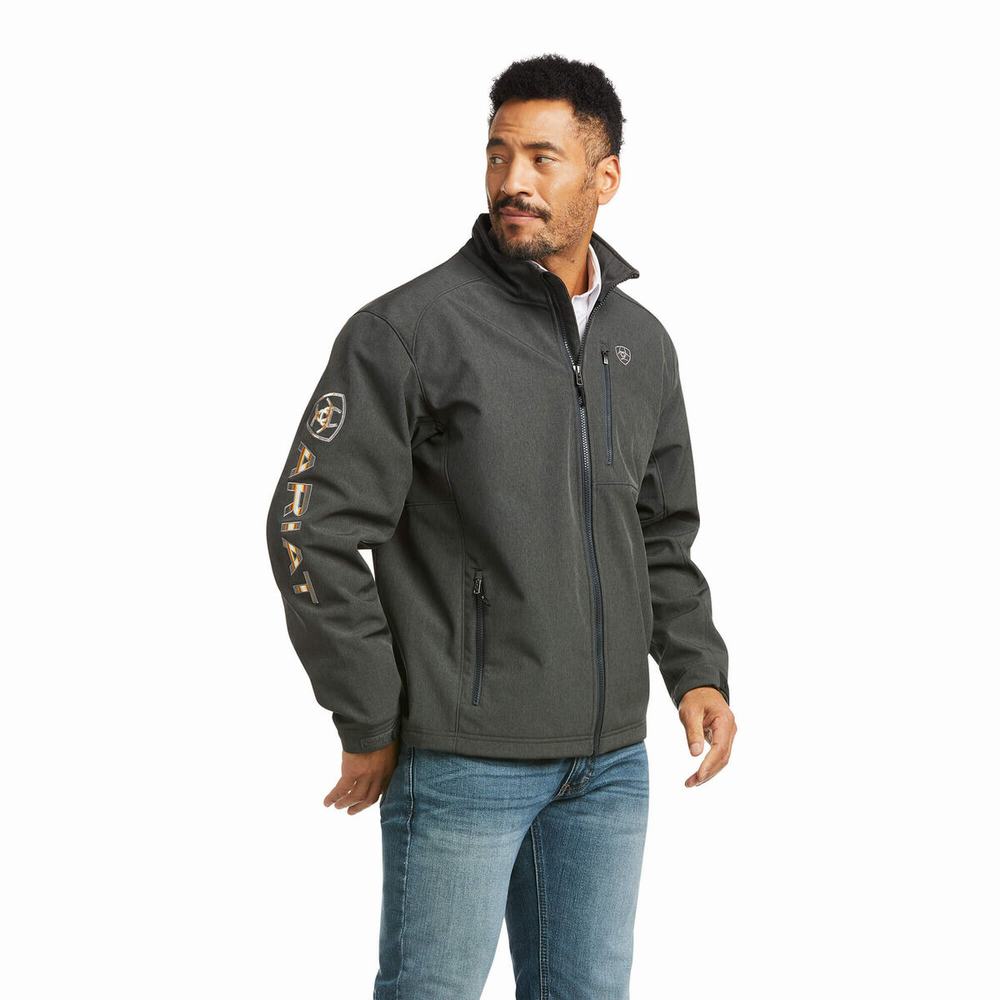 Grey Stripes Ariat Pendleton Logo 2.0 Softshell Men\'s Jackets | UEDP18506