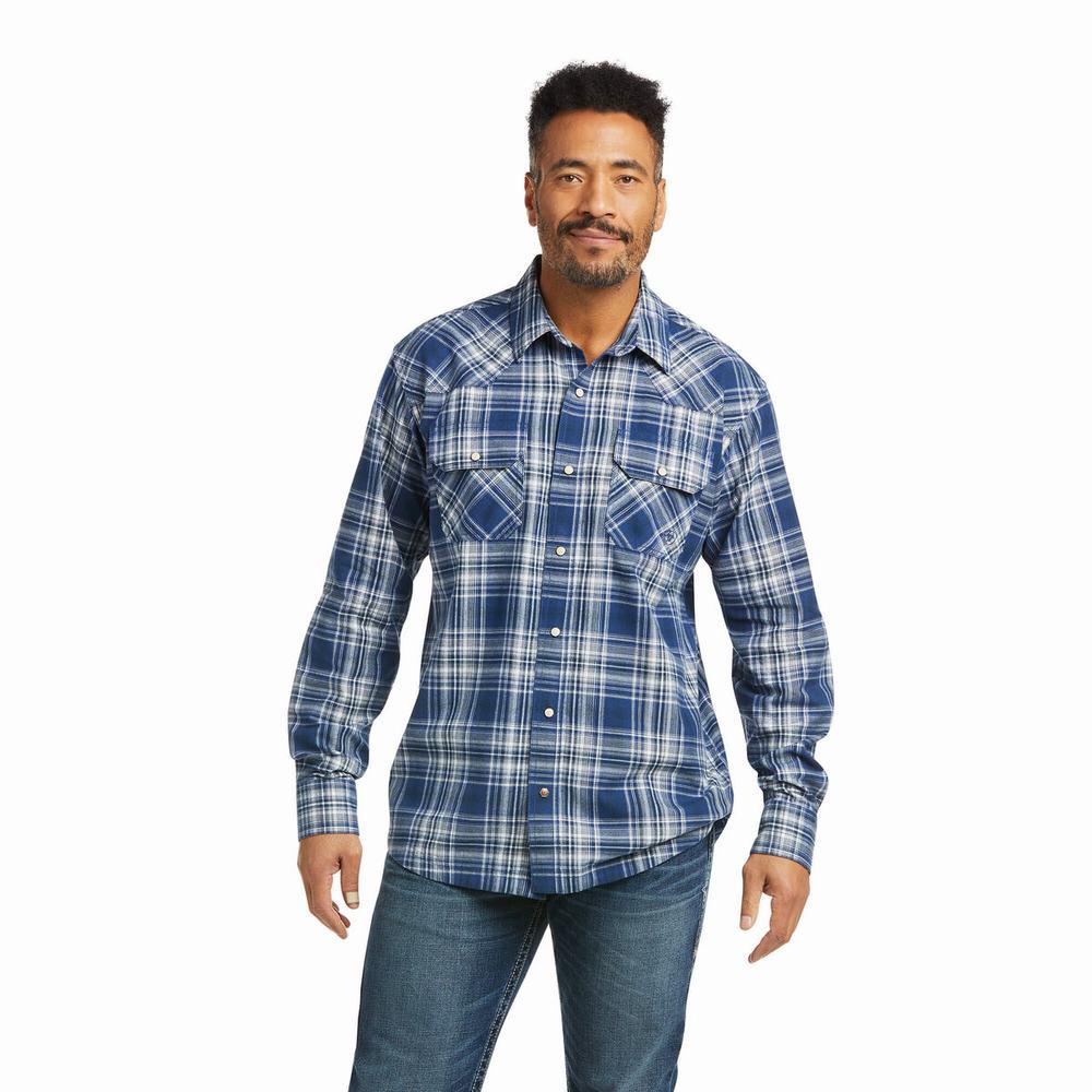 Indigo Ariat Hempstead Retro Fit Men\'s Shirts | ZTVC64715