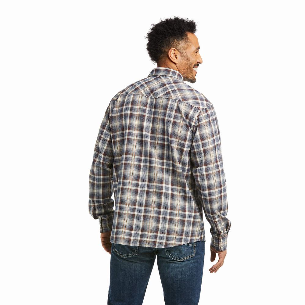 Indigo Ariat Holland Retro Fit Men's Shirts | UBFK63409