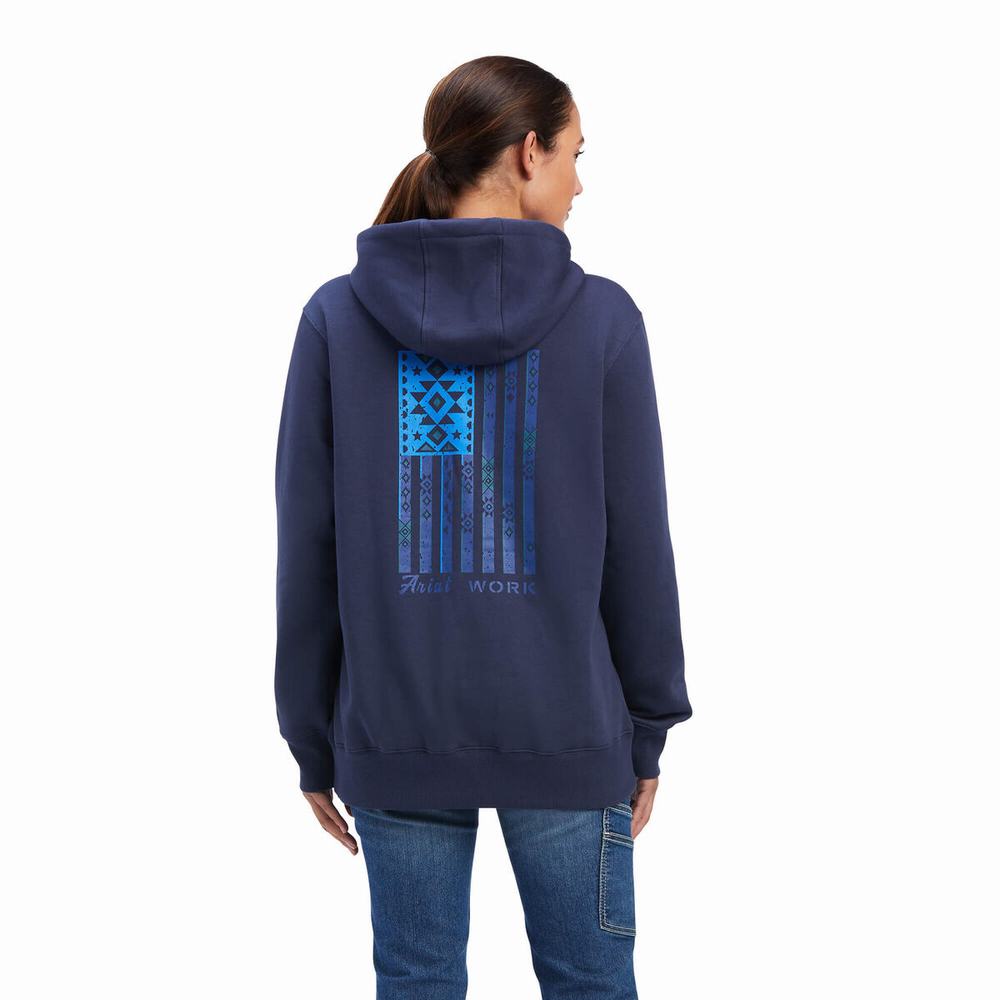 Indigo Ariat Rebar Aztec Flag Graphic Women's Hoodies | LSVY84073