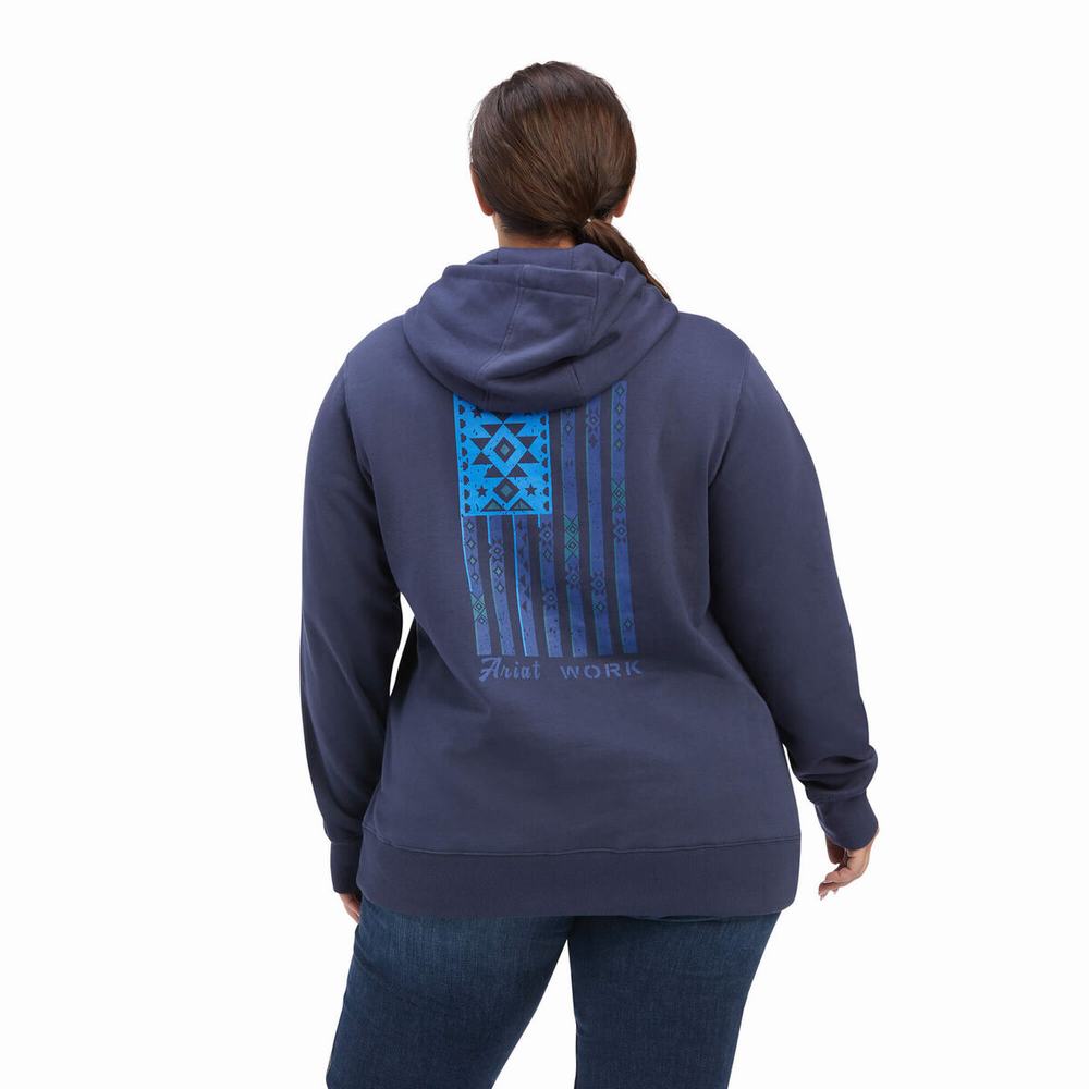 Indigo Ariat Rebar Aztec Flag Graphic Women's Hoodies | LSVY84073