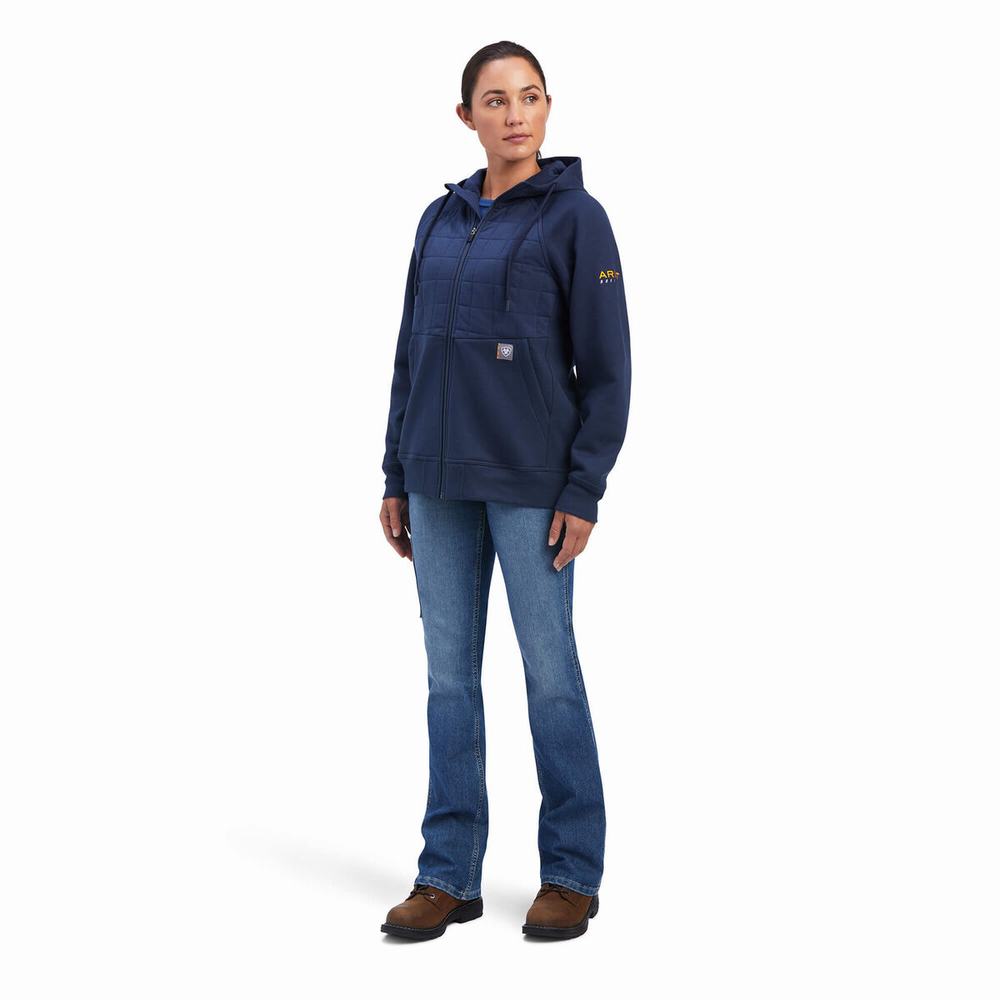 Indigo Ariat Rebar Regulator Full Zip Women's Hoodies | UCSN53812