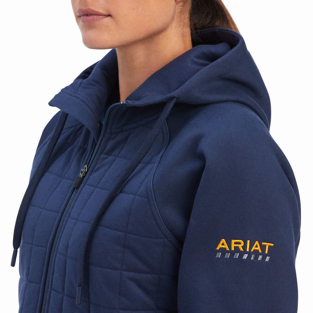 Indigo Ariat Rebar Regulator Full Zip Women's Hoodies | UCSN53812