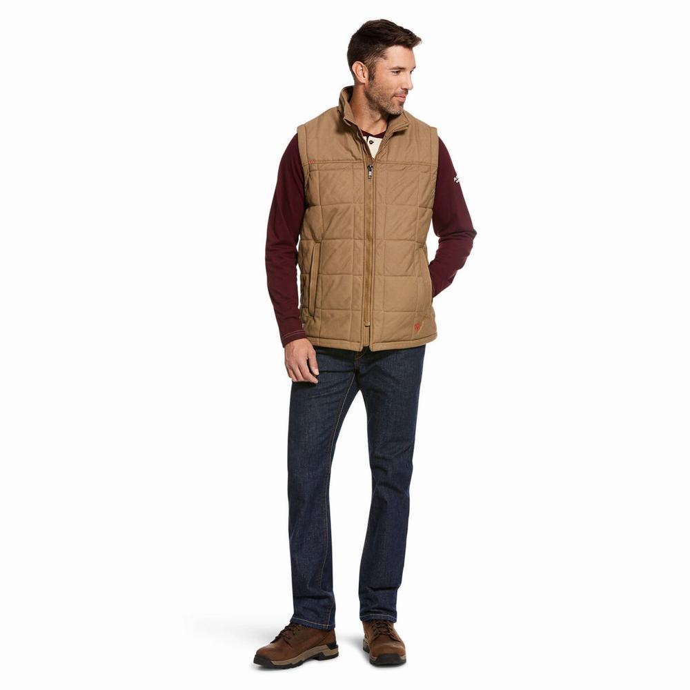 Khaki Ariat FR Crius Insulated Men's Jackets | KXRB28403