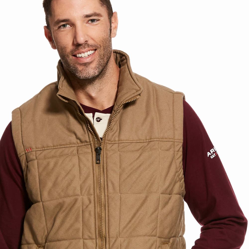 Khaki Ariat FR Crius Insulated Men's Jackets | KXRB28403