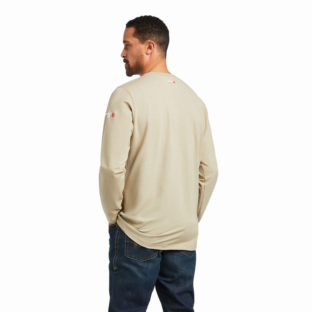 Khaki Ariat FR Men's Shirts | FPVS75291