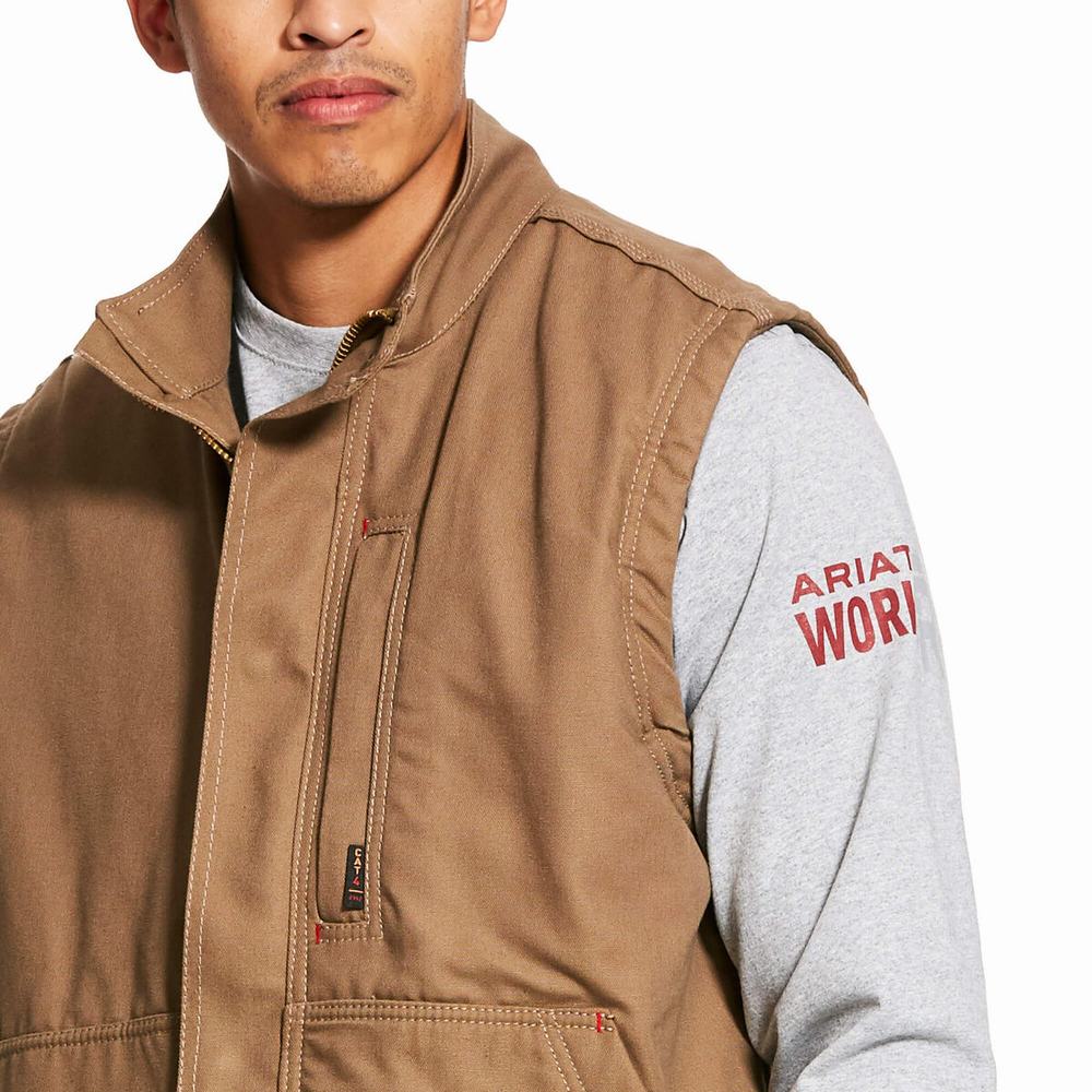 Khaki Ariat FR Workhorse Insulated Men's Jackets | BDVM74915