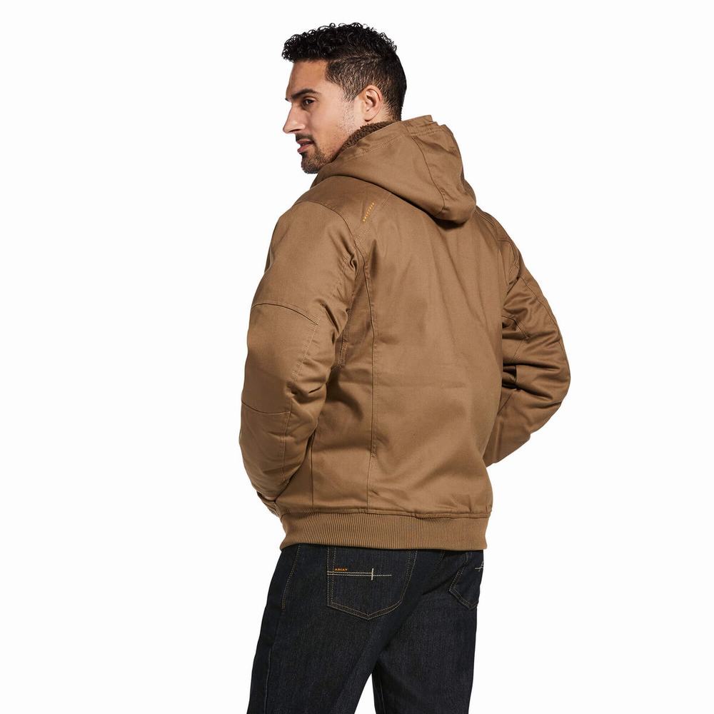 Khaki Ariat Rebar DuraCanvas Men's Jackets | AQEM52134