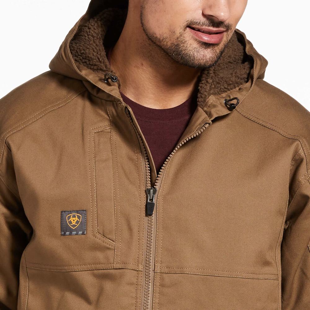 Khaki Ariat Rebar DuraCanvas Men's Jackets | AQEM52134