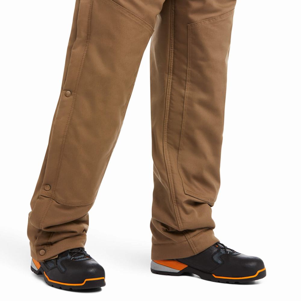 Khaki Ariat Rebar DuraCanvas Stretch Insulated Men's Pants | PNIM82650