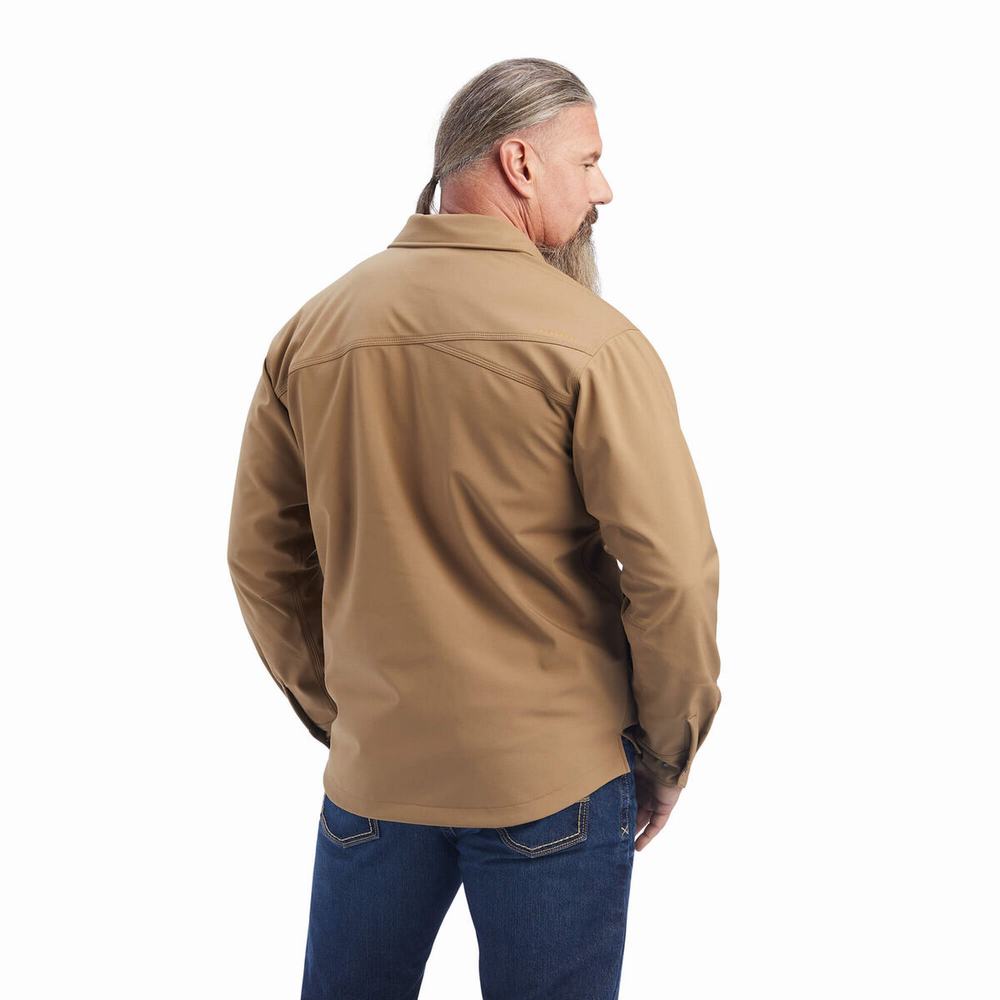 Khaki Ariat Rebar DuraStretch Utility Softshell Men's Jackets | MFWT25410