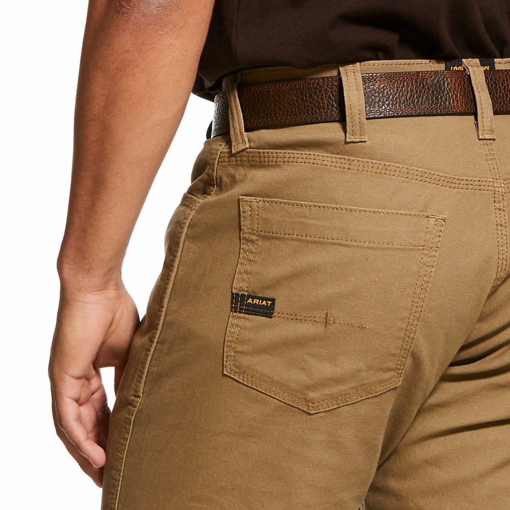 Khaki Ariat Rebar M4 Low Rise DuraStretch Made Tough Men's Pants | OQPI52968