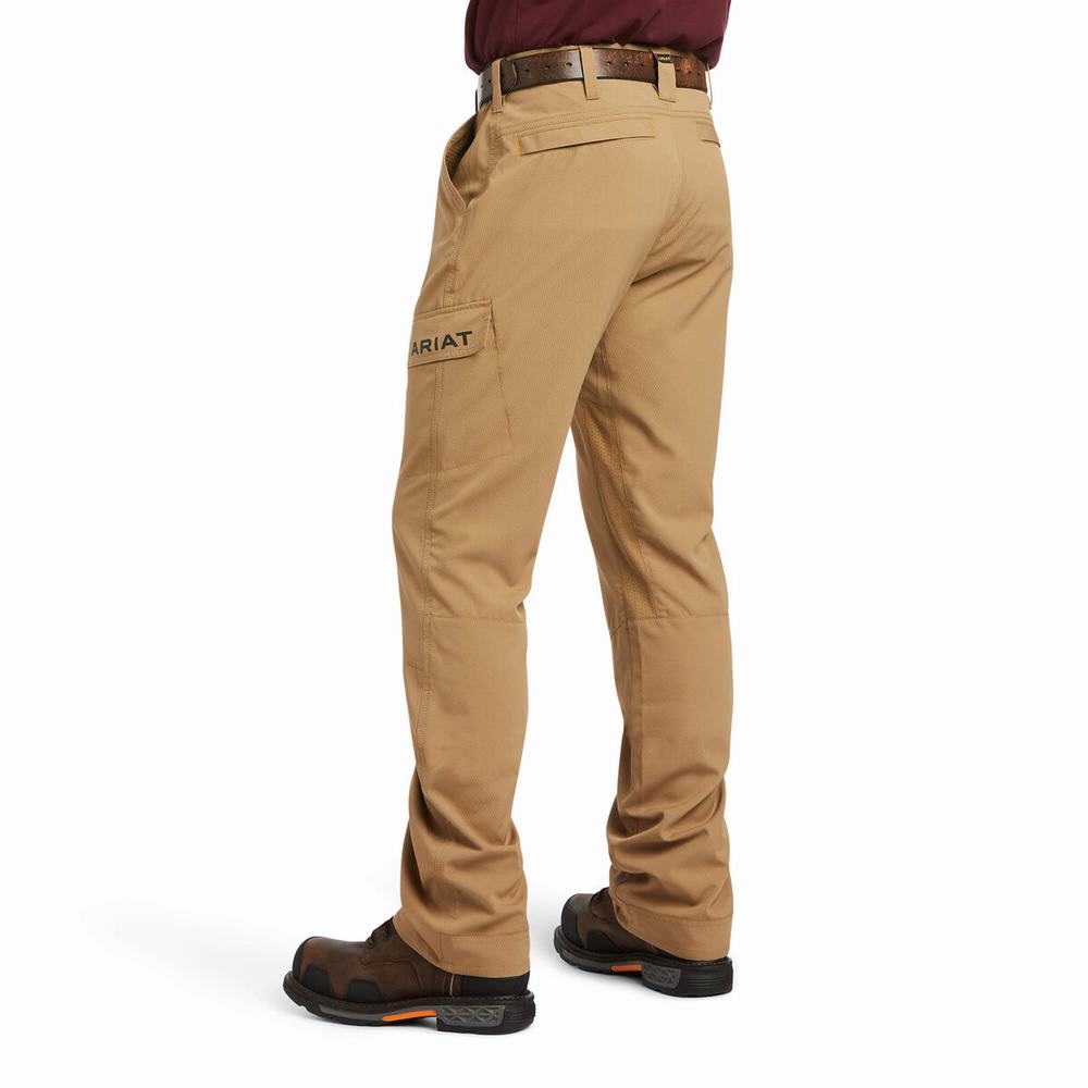 Khaki Ariat Rebar M5 Flow Ultralight Leg Men's Pants | PXZG19203