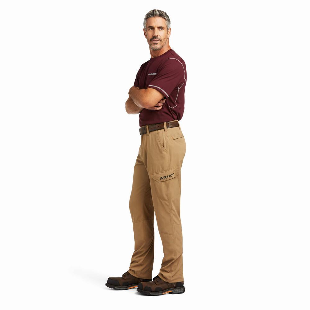 Khaki Ariat Rebar M5 Flow Ultralight Leg Men's Pants | PXZG19203