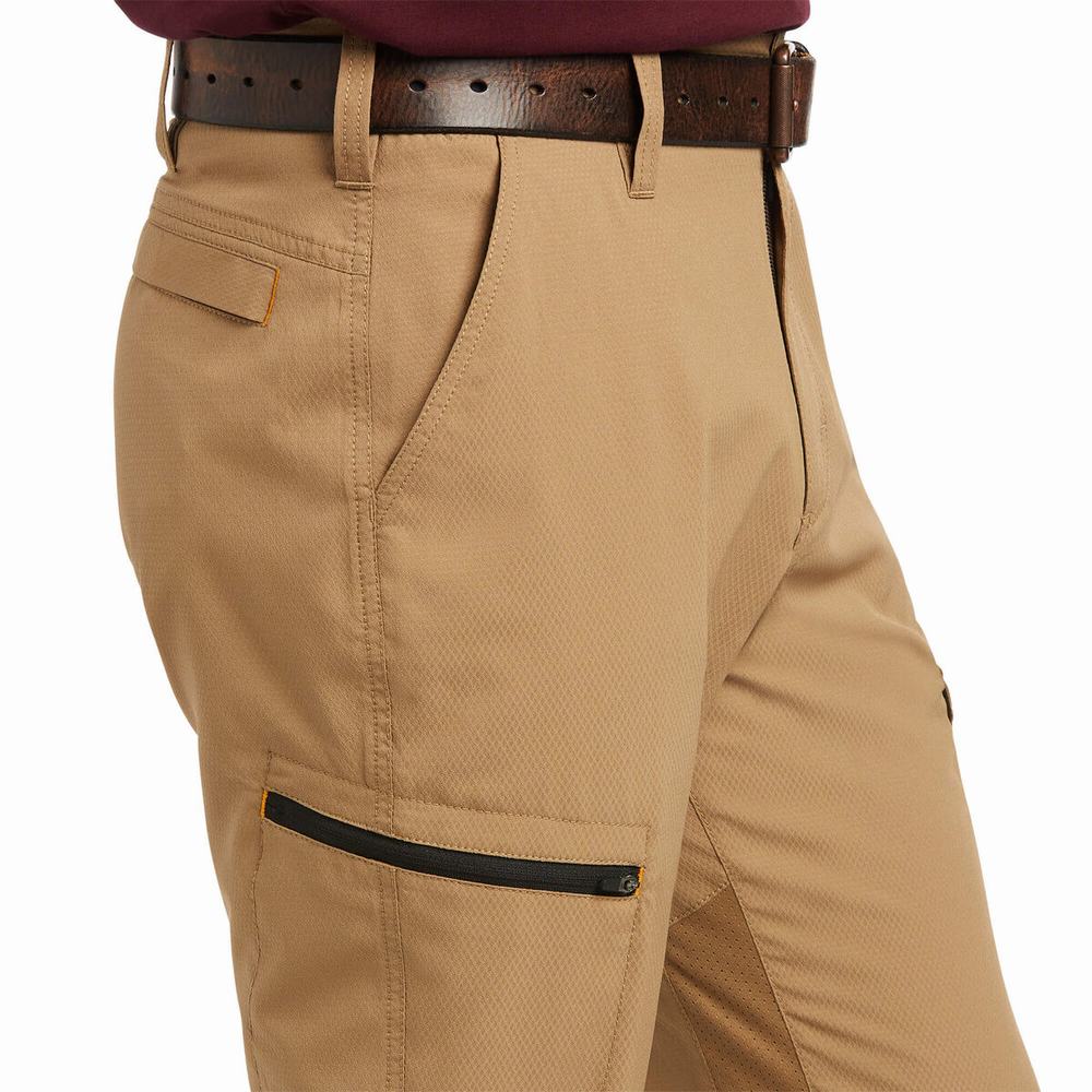 Khaki Ariat Rebar M5 Flow Ultralight Leg Men's Pants | PXZG19203