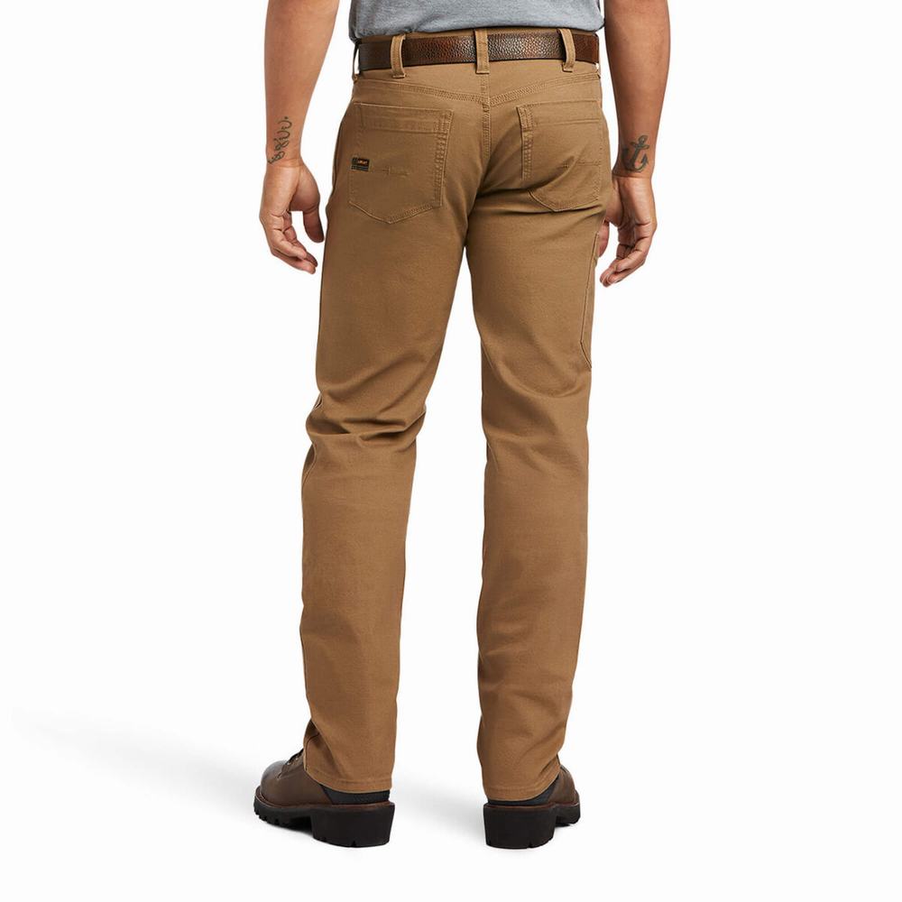 Khaki Ariat Rebar M7 DuraStretch Made Tough Men's Pants | VAIM26304