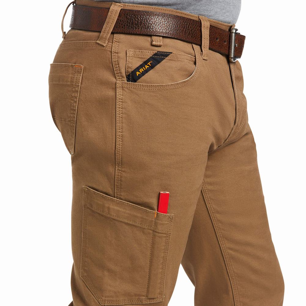 Khaki Ariat Rebar M7 DuraStretch Made Tough Men's Pants | VAIM26304