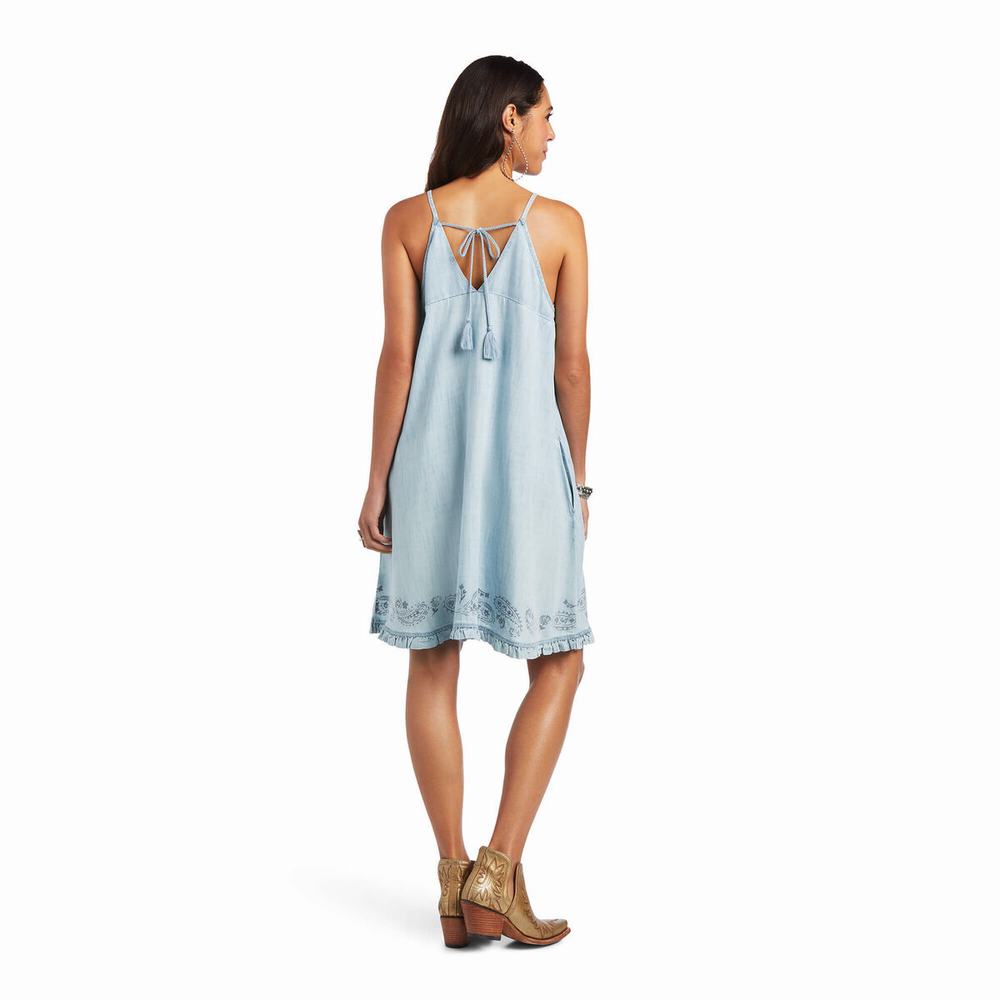 Light Blue Ariat Meadow Women's Dress | HKJN97814