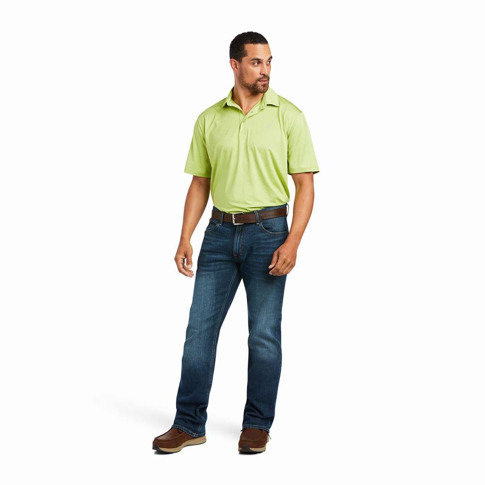 Light Green Ariat Charger 2.0 Men's Polo Shirts | VLIB02589