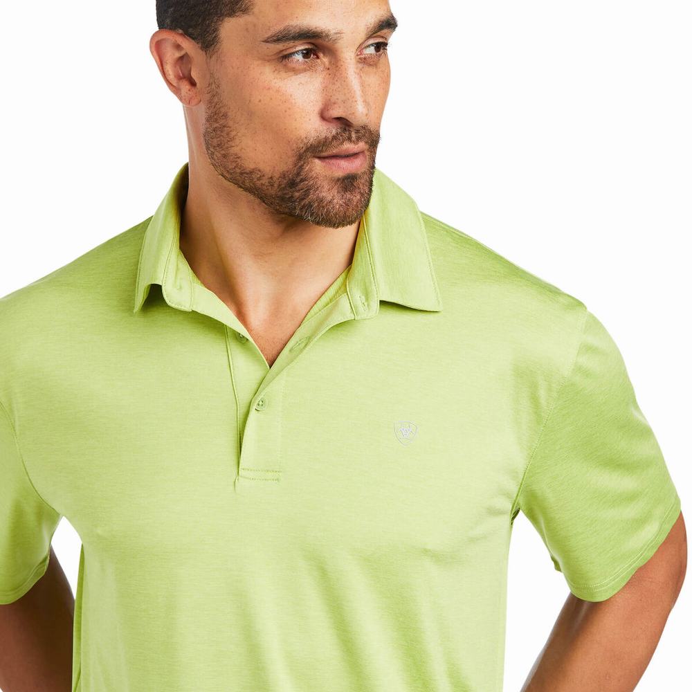 Light Green Ariat Charger 2.0 Men's Polo Shirts | VLIB02589