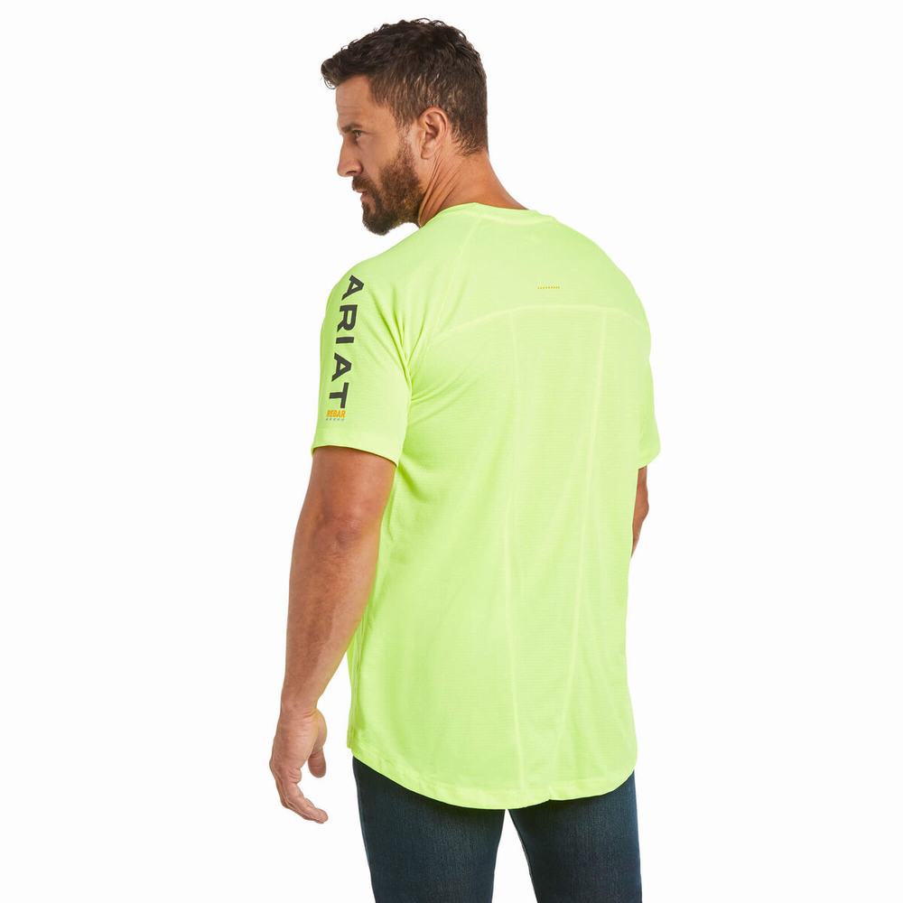 Light Green Ariat Rebar Heat Fighter Men's Short Sleeve | IJZC76314