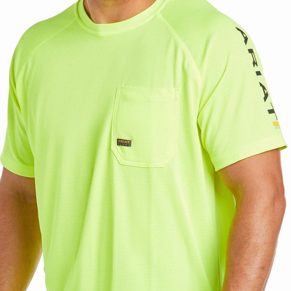 Light Green Ariat Rebar Heat Fighter Men's Short Sleeve | IJZC76314