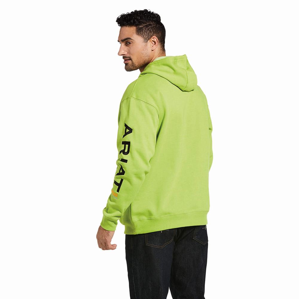 Light Green Black Ariat Rebar Graphic Men's Hoodies | CLDH76402