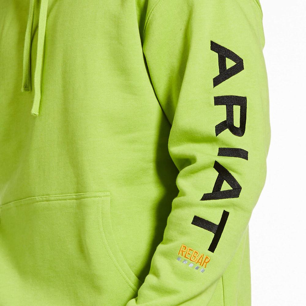 Light Green Black Ariat Rebar Graphic Men's Hoodies | CLDH76402